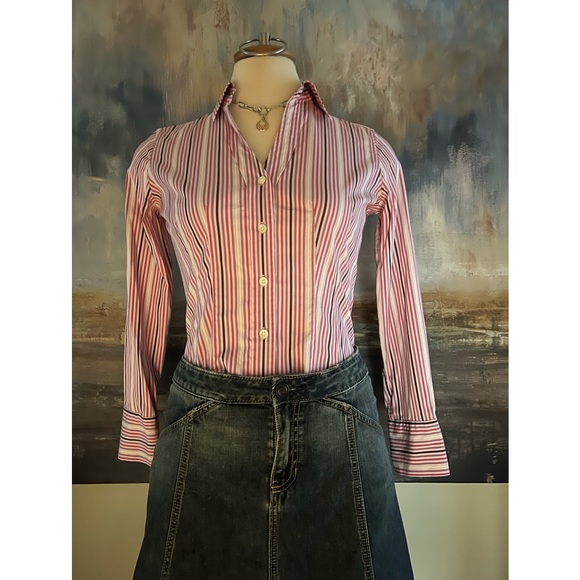 Y2K Gap stretch fitted stripe shirt - Picture 3 of 13